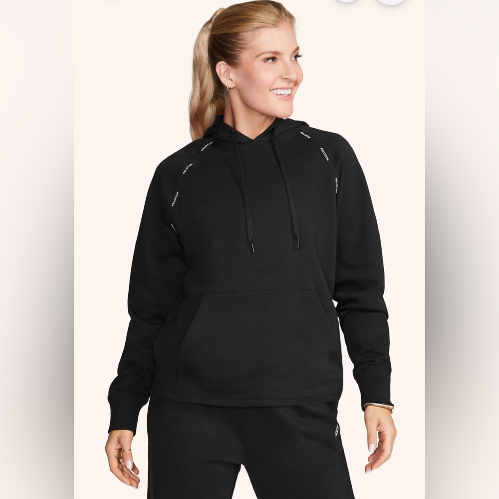 Peloton Tape Pullover Hoodie Women’s Black Cotton Sweatshirt Size S